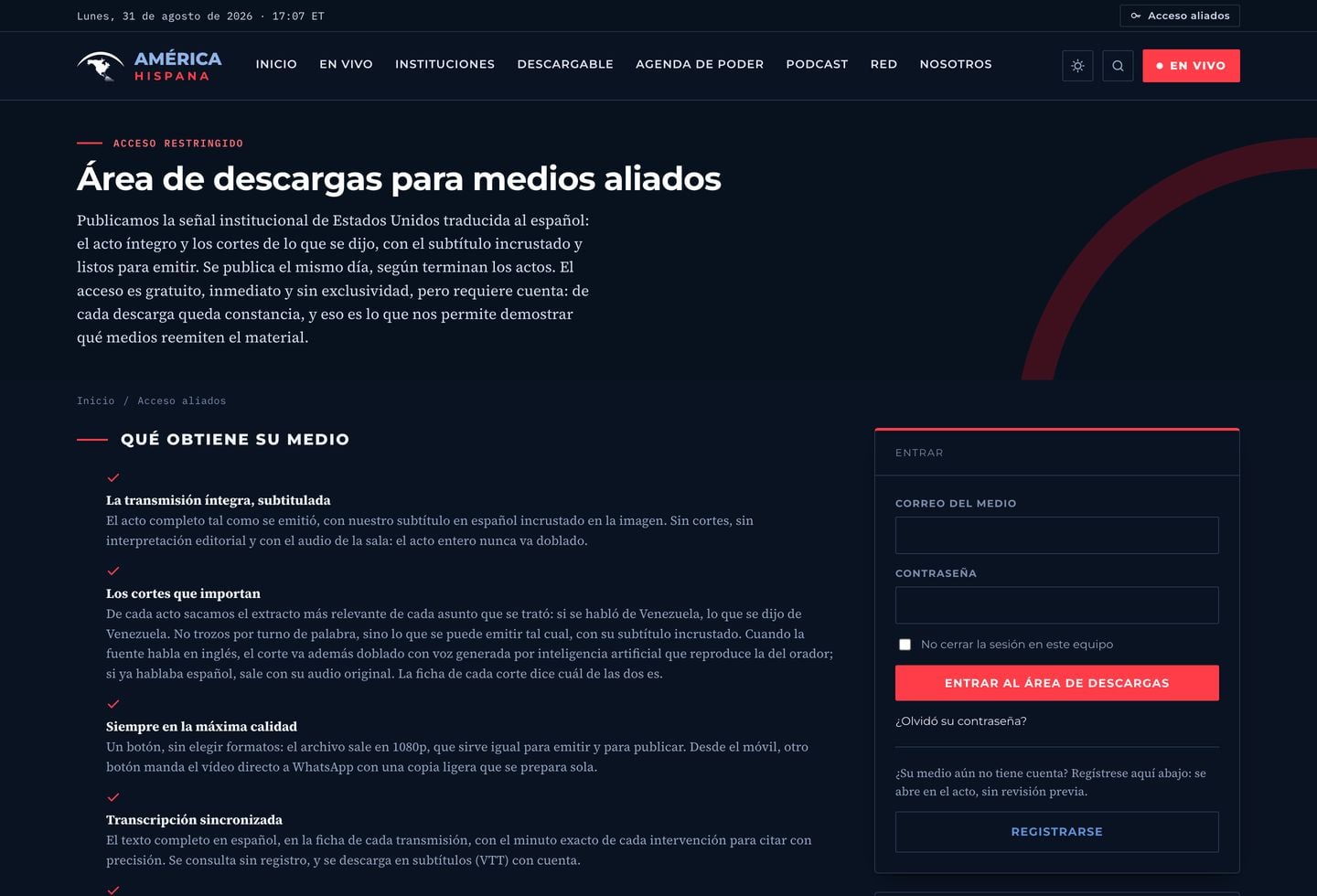 Captura de pantalla: Cómo llegar al registro