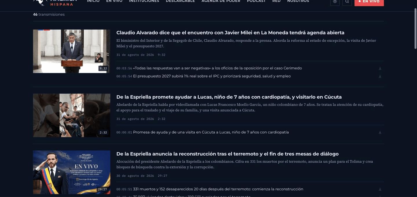 Captura de pantalla: Cómo elegir una transmisión