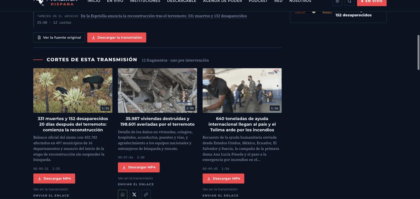 Captura de pantalla: Cómo descargar el acto entero